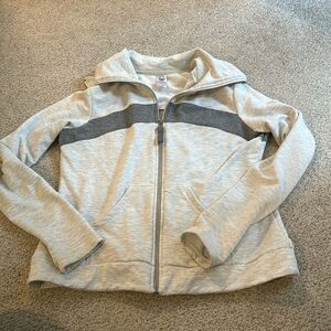 Te Verde Zip Up Jacket Size Medium Cream / Grey